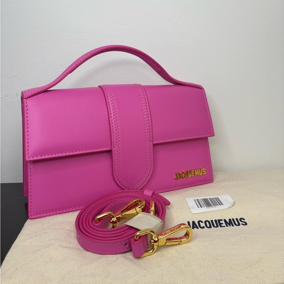 Jacquemus Handbags - Jacquemus Vibrant Pink Mini Bag with Gold Accents